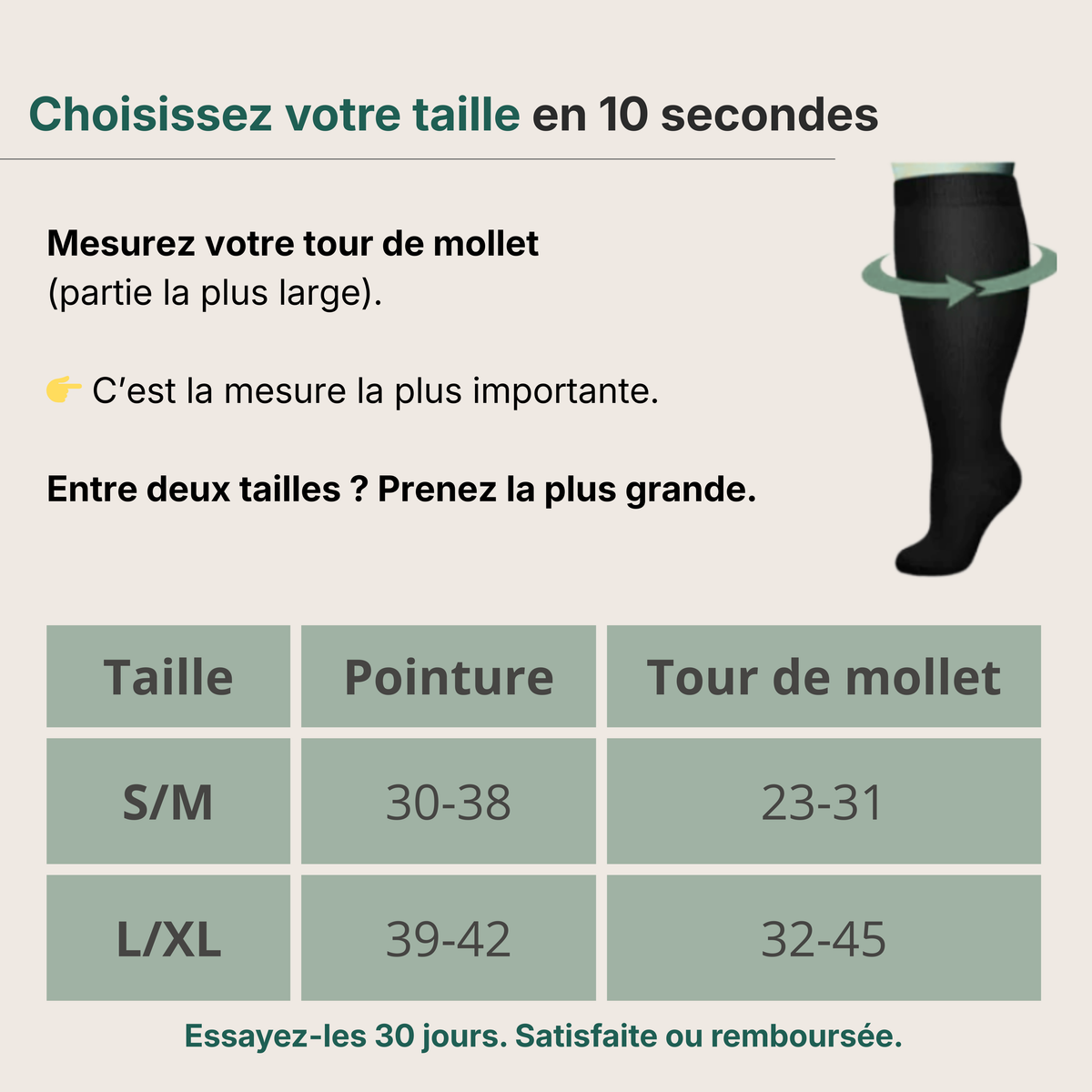 CHAUSSETTES DE COMPRESSION ANTI-JAMBES LOURDES